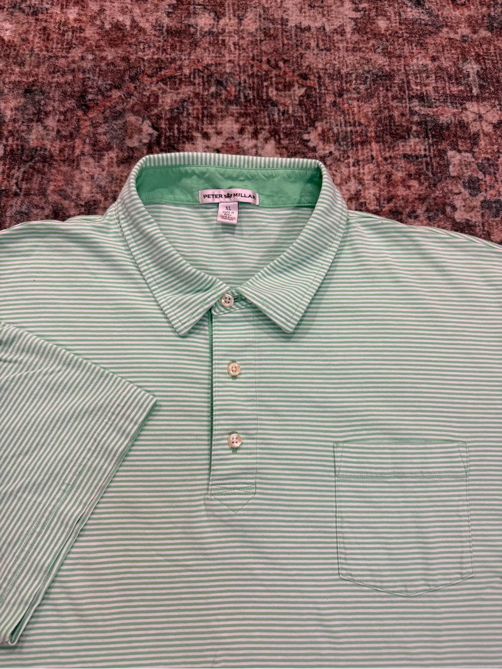 Peter Millar Men’s mint Green Striped Polo Shirt